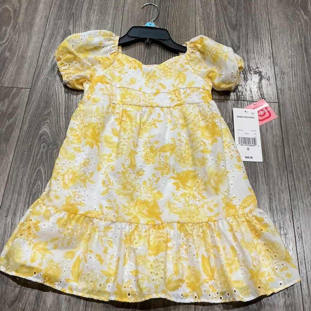 NWT Rare Edition Yellow Floral Kids Dress